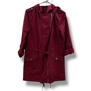 Staccato Hooded Utility Jacket‎ Women’s Size Small Burgundy Zip Front Coat